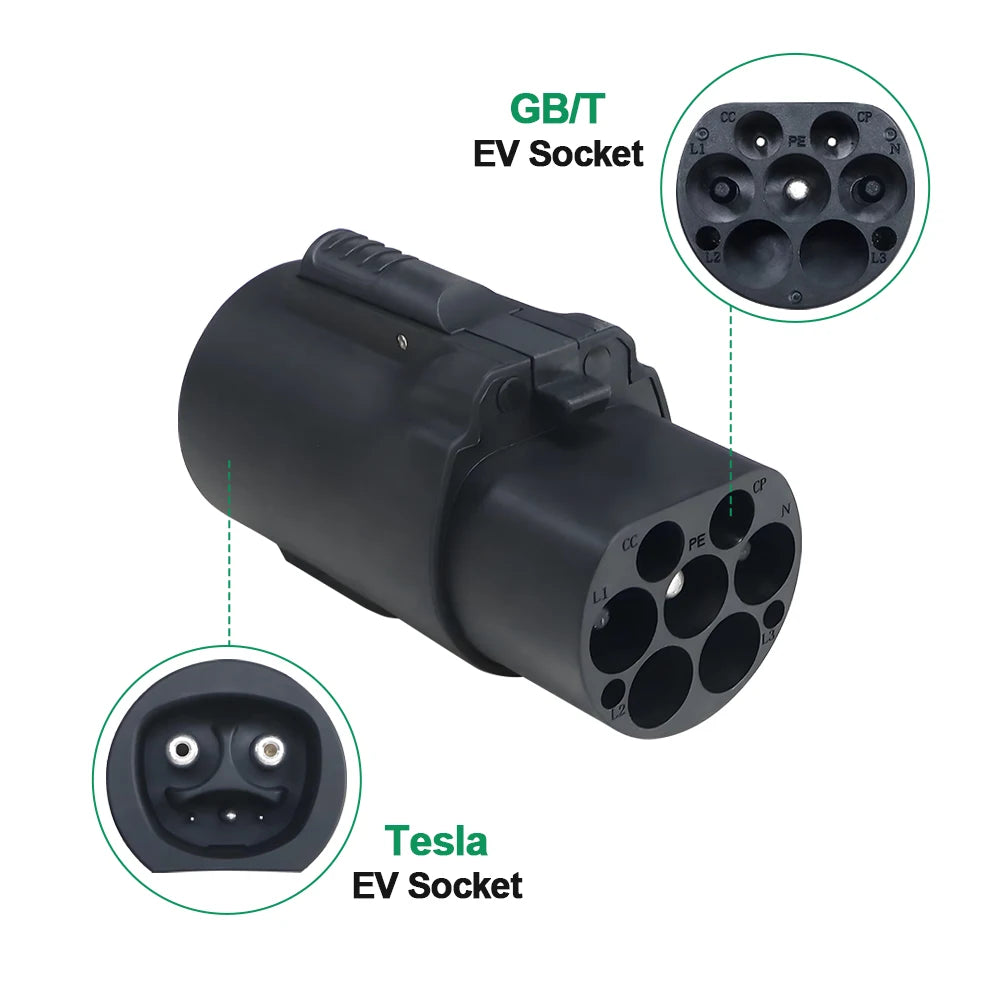 Adaptador EV Chiefleed 32A apto para Tesla a GBT, conector de carga compatible con todos los coches estándar GBT